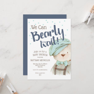 Invitation On Peut Attendre Le Baby shower Teddy Bear Garçon