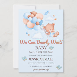 Invitation On peut attendre l'invitation Baby shower bleu