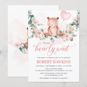 Invitation On peut attendre l'invitation Baby shower fille