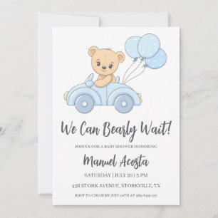 Invitation On peut attendre l'invitation Baby shower garçon