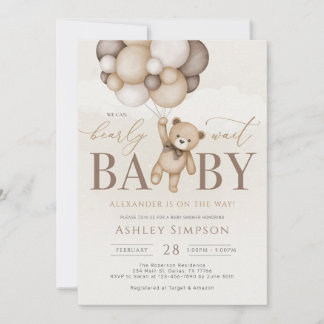 Invitation On peut attendre l'invitation Baby shower garçon