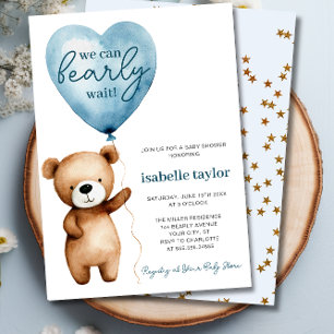 Invitation On peut attendre l'invitation Baby shower garçon