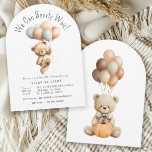 Invitation On peut attendre l'ours en peluche avec des ballon