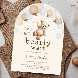 Invitation On Peut Attendre L'Ours Thème Garçon Baby shower A