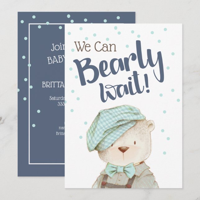 Invitation On peut attendre prématurément Bois Bois Baby show (Devant / Derrière)