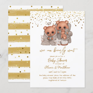 Invitation On Peut Attendre Rapidement Twin Baby Boy Douche S