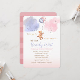 Invitation On Peut Attendre Teddy Bear Baby shower