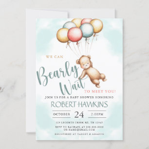 Invitation On Peut Attendre Teddy Bear Baby shower