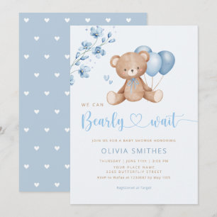 Invitation On Peut Attendre Teddy Bear Baby shower