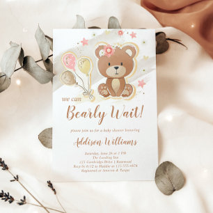 Invitation On Peut Attendre Teddy Bear Baby shower
