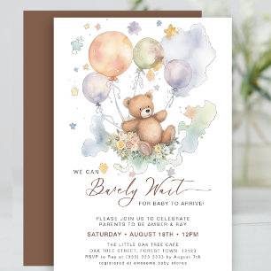 Invitation On Peut Attendre Teddy Bear Baby shower