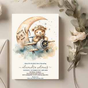 Invitation On Peut Attendre Teddy Bear Baby shower