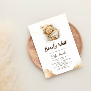 Invitation On Peut Attendre Teddy Bear baby shower