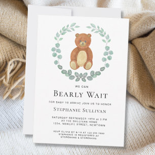Invitation On Peut Attendre Teddy Bear Baby shower