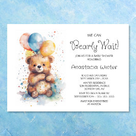 Invitation On Peut Attendre Teddy Bear Baby shower