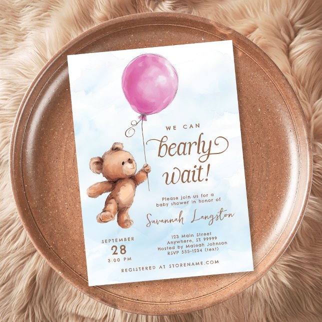 Invitation On Peut Attendre Teddy Bear Baby shower (Créateur téléchargé)