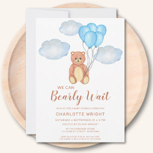 Invitation On Peut Attendre Teddy Bear Baby shower