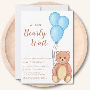 Invitation On Peut Attendre Teddy Bear Baby shower