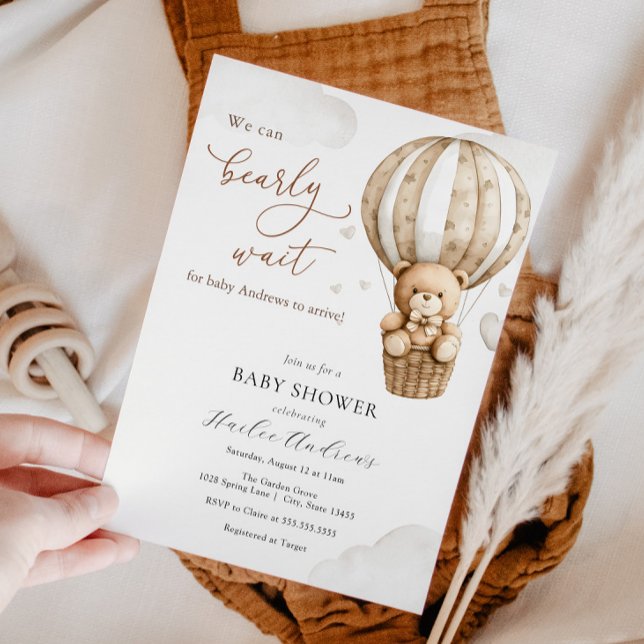 Invitation On Peut Attendre Teddy Bear Baby shower (Créateur téléchargé)