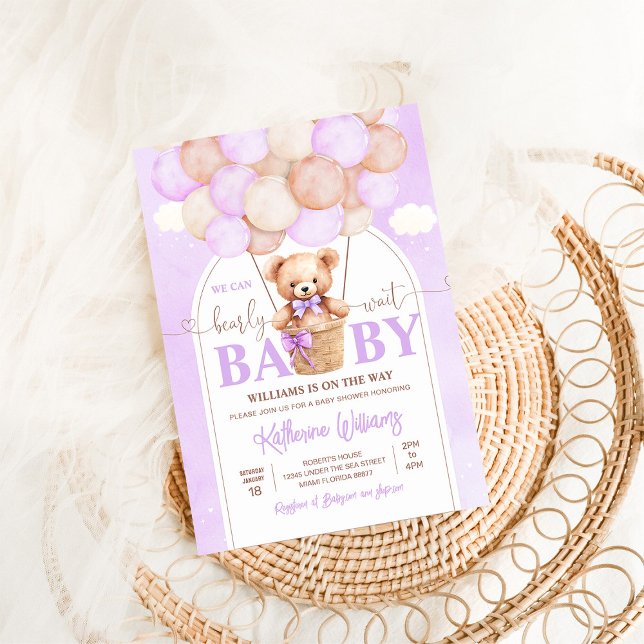 Invitation On Peut Attendre Teddy Bear Baby shower (Créateur téléchargé)