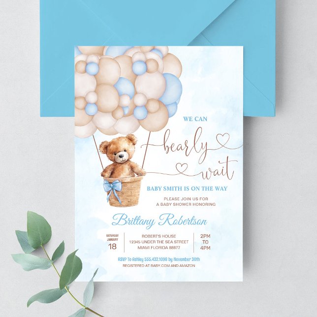 Invitation On Peut Attendre Teddy Bear Baby shower (Créateur téléchargé)