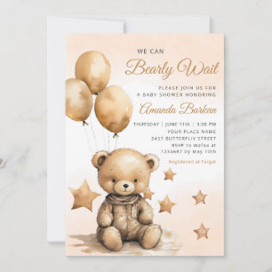 Invitation On Peut Attendre Teddy Bear Baby shower