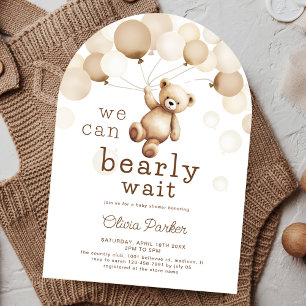 Invitation On Peut Attendre Teddy Bear Baby shower Arche