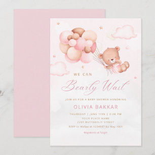 Invitation On peut attendre Teddy Bear Baby shower fille