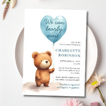 On Peut Attendre Teddy Bear Blue Boy Baby shower
