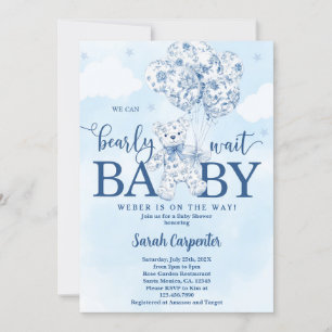 Invitation On peut attendre Toile Baby shower Boy