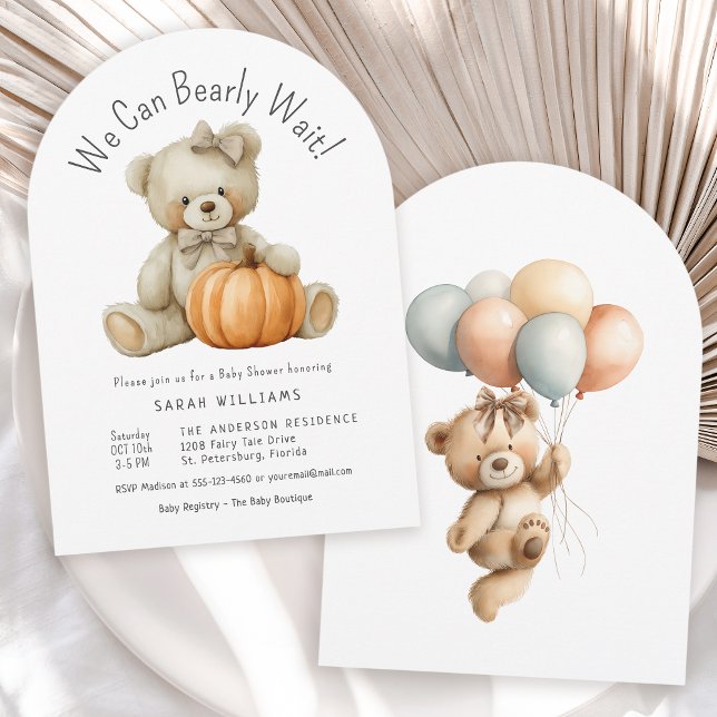 Invitation On peut attendre un Baby shower fille Citrouille m (Available in both printed and instant download digital formats.)