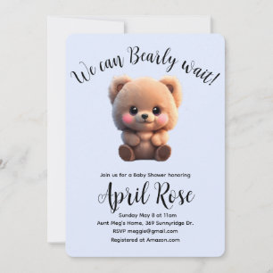 Invitation On peut Bearly Wait mignon Baby shower ours en pel
