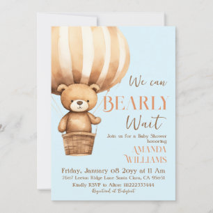 Invitation On peut s'attendre à Bear Blue Boy Baby shower