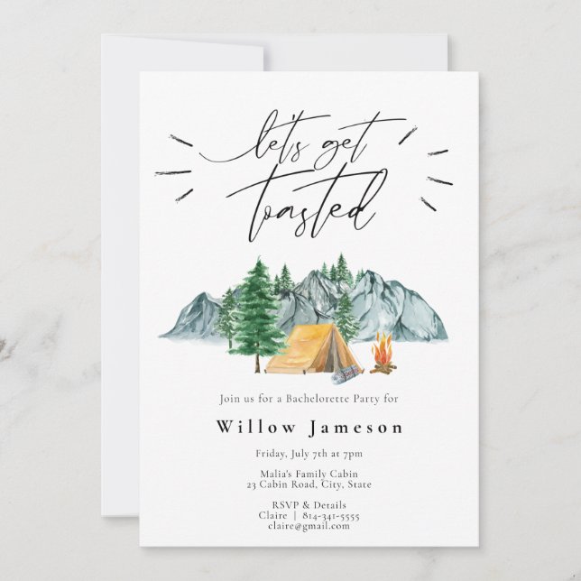 Invitation On se fait griller Bachelorette Camping (Devant)