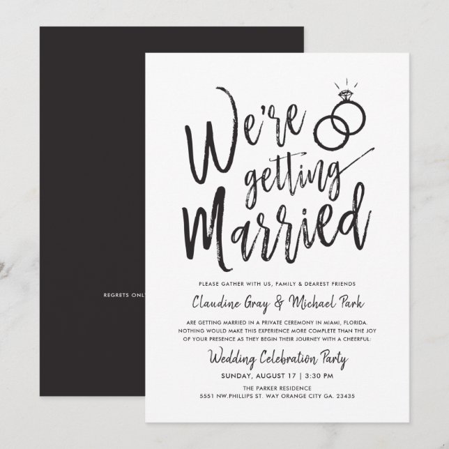 Invitation On se marie | Mariage après l'invitation de la fêt (Devant / Derrière)