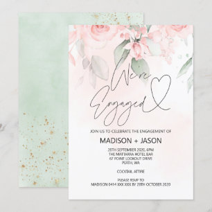 Invitation On s'engage pour la fête de l'engagement Pink Flor