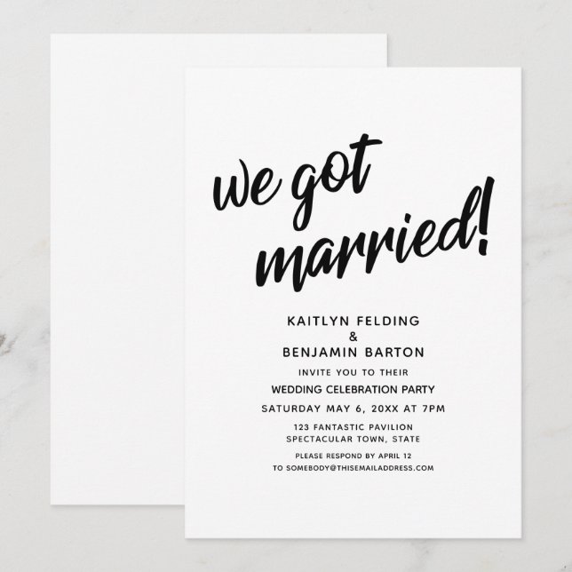 Invitation "On s'est mariés !" Cérémonie de mariage (Devant / Derrière)