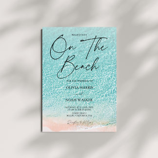 Invitation On The Beach Summer Blue Ocean tropical  wedding