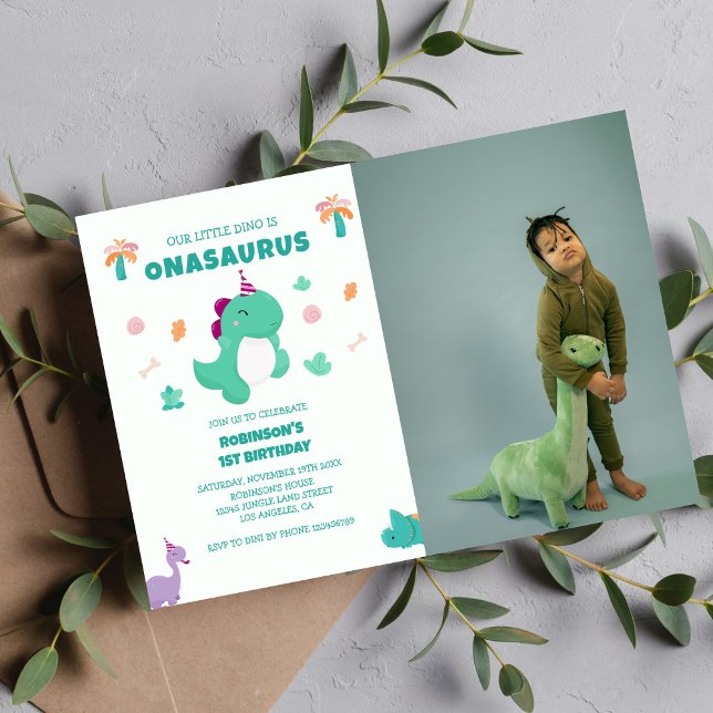 Invitation Onasaurus Little Dinosaur 1er anniversaire Photo (Créateur téléchargé)