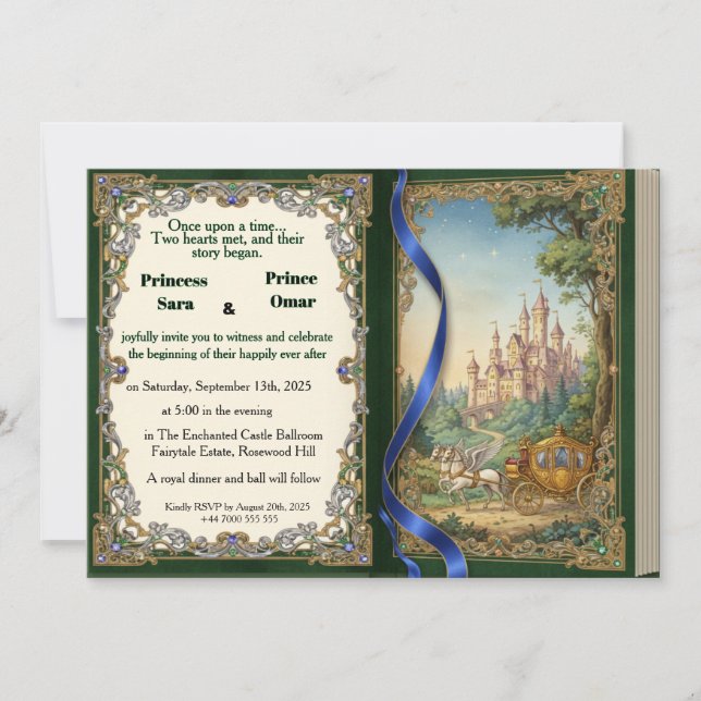 Invitation Once Upon a Time Fairytale Castle Royal wedding (Devant)