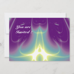 Invitation ONDES LUMINEUSES ,Bleu AquaViolet,Blanc,Jaune