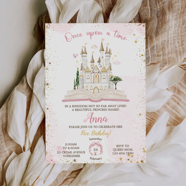 Invitation One-ce Upon A Time Princess 5th Birthday Party (Créateur téléchargé)