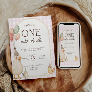 Invitation One Cute Chick Birthday This Chick is One