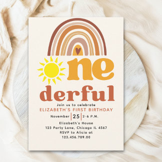 Invitation One - Derful Cute First Birthday with Boho Style