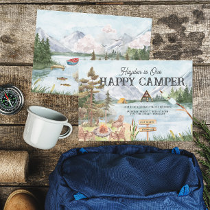 Invitation One Happy Camper 1er Anniversaire Camping