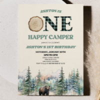 ONE Happy Camper Bear Green 1er anniversaire fête