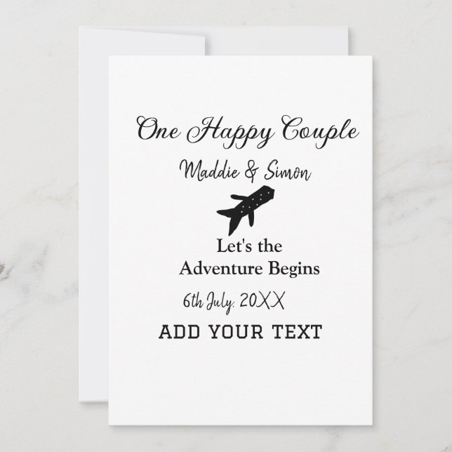 Invitation One happy Couple, l'aventure commence co mariage (Devant)