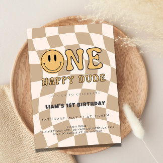 INVITATION ONE HAPPY DUDE BIRTHDAY