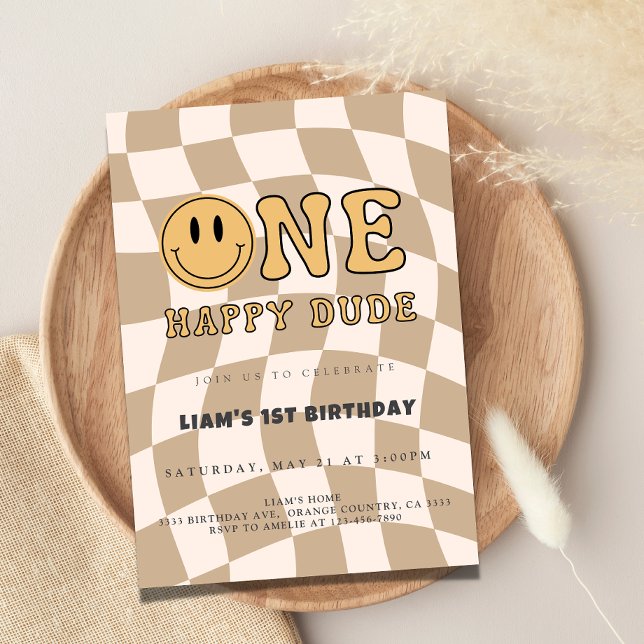 INVITATION ONE HAPPY DUDE BIRTHDAY (Créateur téléchargé)