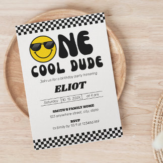 Invitation One Happy Dude One Cool Dude Boy's 1st Birthday